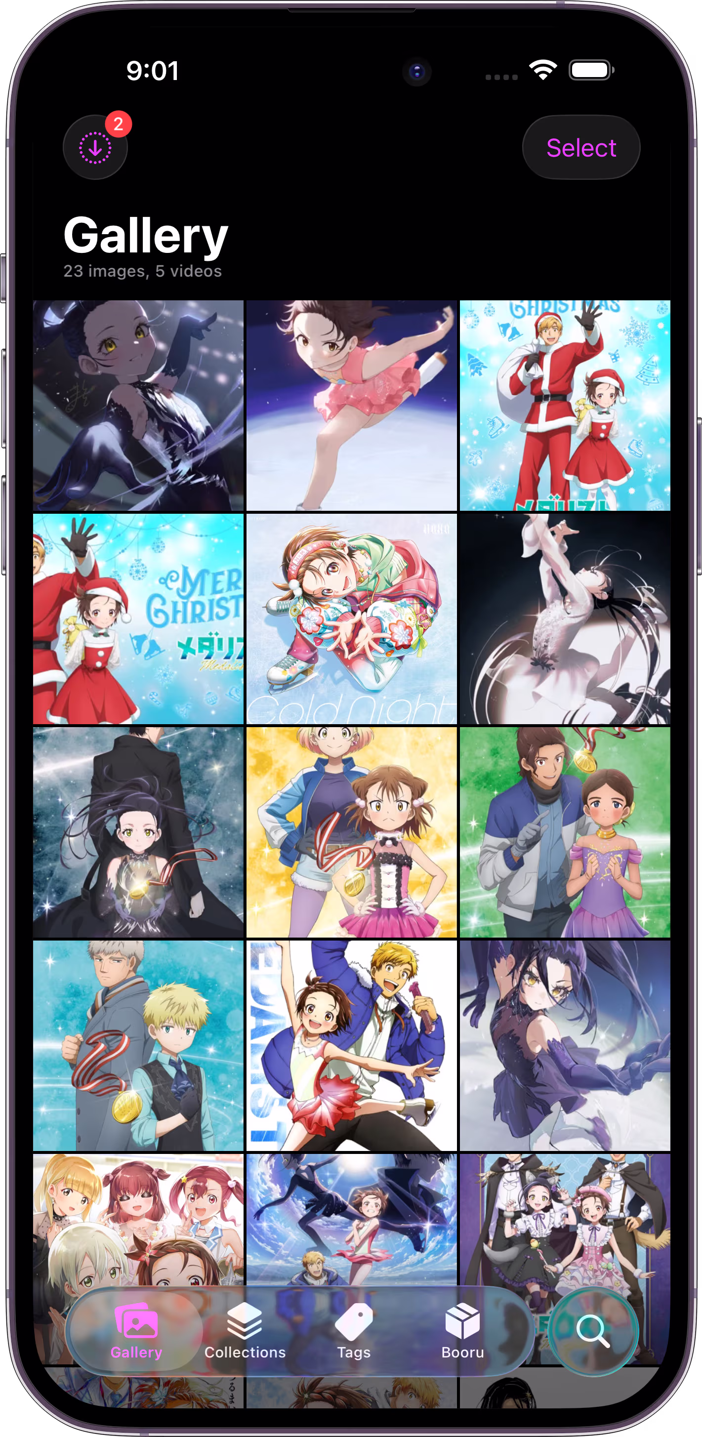 Mignori local gallery showing saved posts